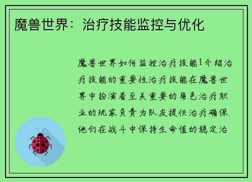 魔兽世界：治疗技能监控与优化